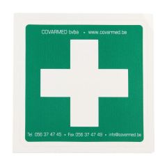 STICKER GROEN WIT KRUIS EHBO 10X10CM