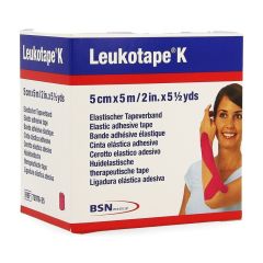 LEUKOTAPE K KLEEFWINDEL ELAST ROZE 5CMX5M 1