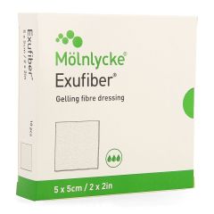 EXUFIBER GELLING FIBRE DRESSING STER 5 X 5CM 10