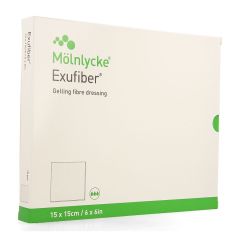 EXUFIBER GELLING FIBRE DRESSING STER 15 X 15CM 10