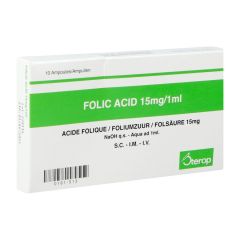 ACIDE FOLIQUE IV AMP 10 X 15MG/1ML