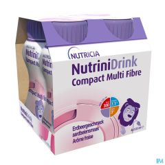 NUTRINIDRINK COMPACT MULTI FIBRE AARDBEI 4X125ML